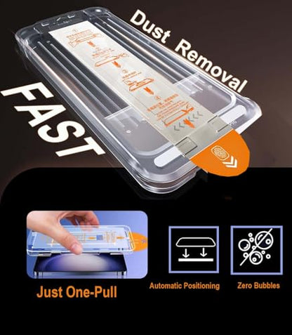 2 Pack for Samsung Galaxy S24 Tempered Glass Screen Protector, Auto-Alignment Installation Frame for Bubble Free & Automatic dust Removal,Fingerprint Unlock,9H Military Grade, HD Clear