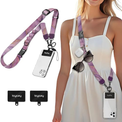 Icycay Phone Lanyard Crossbody Strap Neck Adjustable Teacher Women Marble - color: Marble Purp