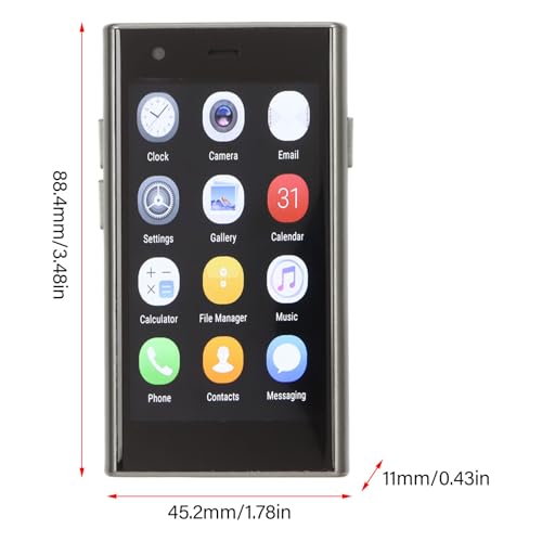 Yoidesu S23 Pro Smartphone, 3in 3D Glass Super Small Cell Phone, Dual SIM 2GB 16GB ROM for Android 8.1 Ultra Thin Mobile Phone, 1000mAh The World's Smallest Backup Phone - color: Black