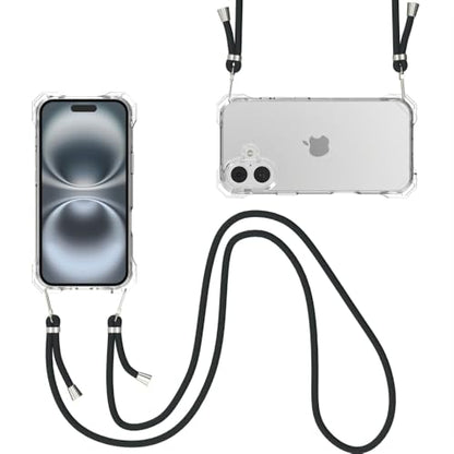 for iPhone 16 Plus Crystal Clear Case with Detachable Adjustable Crossbody Strap, Slim Fit Shockproof Protective Phone Case with Anti-Lost Shoulder Neck Lanyard 6.7" 2024 - size: iPhone 16 Plus