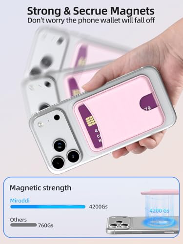 Miroddi for MagSafe Wallet, 4 Cards Holder, Stronger Magnetic Phone Wallet - color: Light Pink
