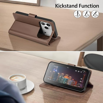 Shieldtop Compatible with MagSafe iPhone 17 Pro Max Wallet Case,Coffee | 2 in 1 Detachable Magnetic,Credit Card Holder Slots,RFID Blocking,PU Leather,Kickstand,Flip Folio Phone Cover for Men & Women - color: Coffee, size: KFT-iP 17 Pro Max - 6.9"