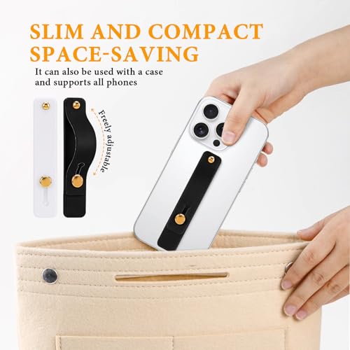 2-Pack White Silicone Phone Strap with Kickstand - Versatile Grip & Holder for Most Phones and Cases (Black *1 + White * 1) - color: Black *1 + White * 1