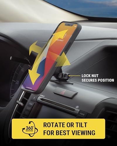 Scosche Magnetic Phone Holder for Car Dashboard with Extra Strong Magnet, Thick Metal Plate & 360° Rotation, Secure Cell Phone Car Mount for Large Phones Compatible with iPhone, Samsung, Not MagSafe - size: 1 Pack, style: Extra Strength - Dash
