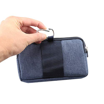Men's Mobile Phone Holster with Belt Clip, Cell Phone Belt Clip Bag, Zipper Smartphone Waist Bag Mobile Phone Holster Belt Pouch Fanny Pack Wallet with Carabiner Belt Loop for Outdoor Sport Travel - color: Blue