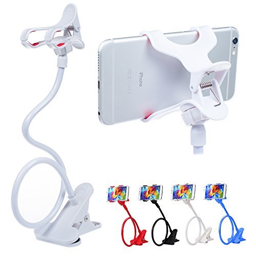 ITART Cell Phone Holder,Universal Bedside Phone Stand,Lazy Bracket,Flexible Long Arms Clip Mount for iPhone X Samsung Galaxy in Bedroom Office Desk-White - color: White