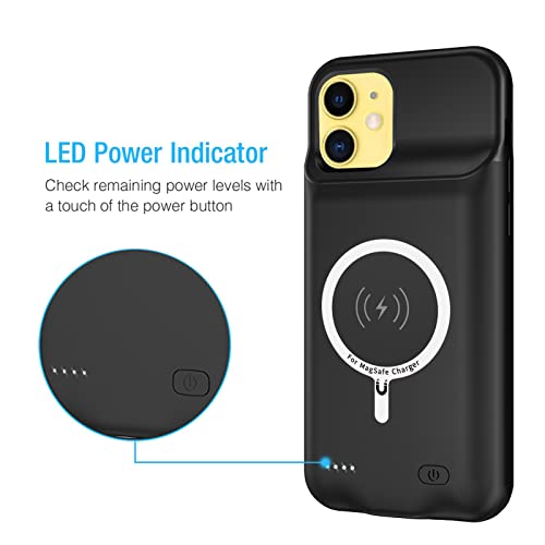 Battery Case for iPhone 11, Enhanced 10000mAh Portable Protective Smart Wireless Charging Case Support Carplay Compatible with iPhone 11 (6.1 inch) Rechargeable Extended Battery Charger Case (Black) - size: iPhone 11