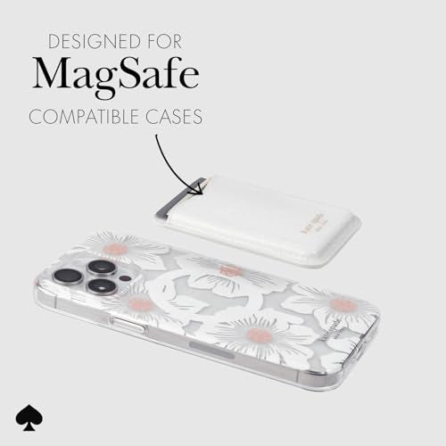 kate spade new york Magnetic Card Holder/Wallet - White Glitter | Stylish Phone Wallet - Compatible w/MagSafe Phones & Cases -Detachable MagSafe Wallet for iPhone 17 Pro Max/16/15/14/Pixel 10 - color: White Glitter