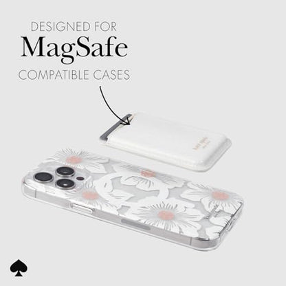 kate spade new york Magnetic Card Holder/Wallet - White Glitter | Stylish Phone Wallet - Compatible w/MagSafe Phones & Cases -Detachable MagSafe Wallet for iPhone 17 Pro Max/16/15/14/Pixel 10 - color: White Glitter