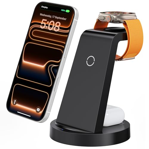 Anlmz 3 in 1 Charging Station - Wireless Charger for Apple Multiple Devices - color: Black