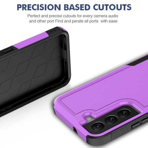for Samsung Galaxy S22 Case: Dual Layer Protective Heavy Duty Cell Phone Cover Shockproof Rugged with Screen Protector - Military Protection Bumper Tough - Samsung Galaxy S22 5G 2022, 6.1 inch, Purple - color: Purple (PC) + Black (TPU)