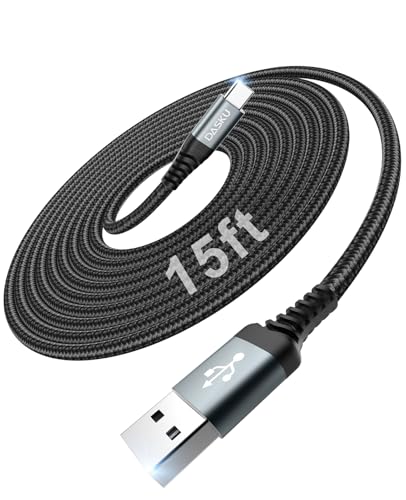 USB to USB C Cable 15FT 1Pack, Extra Long USB C Cable 3A Fast Charging - color: Black, size: 15FT 1Pack, style: USB A to USB C