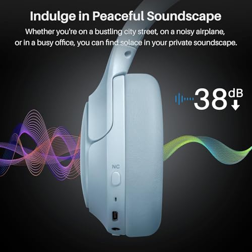 TOZO Hybrid Active Noise Cancelling Headphones, Hi Res Audio - color: Blue