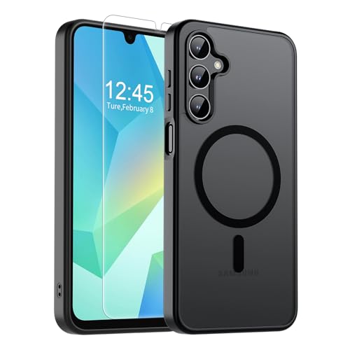SUPFINE Magnetic for Samsung Galaxy A16 5G Case with Screen Protector, (Built-in Magnets) (Military Grade Drop Protection) Slim Translucent Shockproof Phone Case,Black - color: Black, size: A16 5g 6.7"