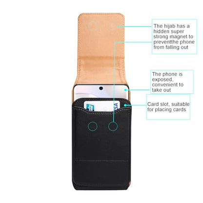Cell Phone Pouch Pu Leather Holster Belt Clip Holder for iPhone 17 Air, 16 Plus 15 14 13 12 11 Pro Max Samsung Galaxy S26+ S25 FE S24 FE S24+ S23+ S23 FE A15 A35 A55 Google Pixel 10a 9a 6 (Black, L) - color: Black, size: L