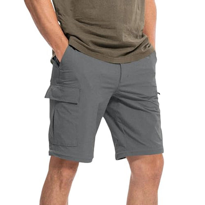 Mens Cargo Pants Convertible Zip-Off Waterproof Work Pants Lightweight with Multi Pockets Stretch Tactical Hiking Pant - color: 2#gray, size: XX-Large