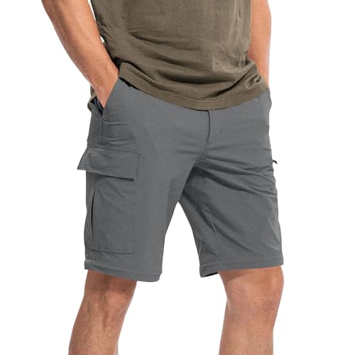 Mens Cargo Pants Convertible Zip-Off Waterproof Work Pants Lightweight with Multi Pockets Stretch Tactical Hiking Pant - color: 2#gray, size: X-Large