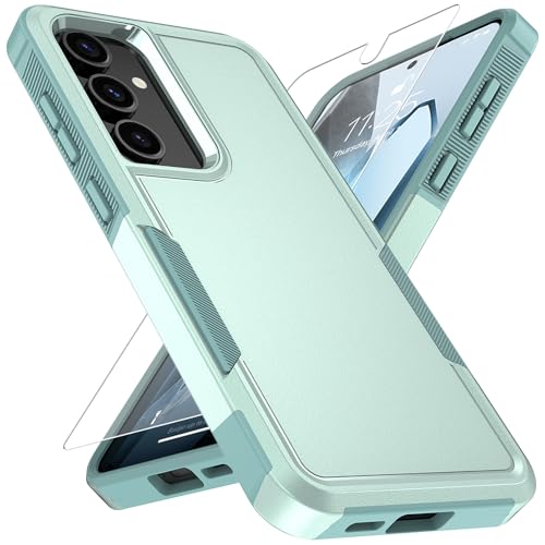 Vinve for Samsung Galaxy S24 FE Case with HD Screen Protector, Military-Grade Shockproof & Dual-Layer Protection, Anti-Slip Grip Design Phone Case, Green - color: Green