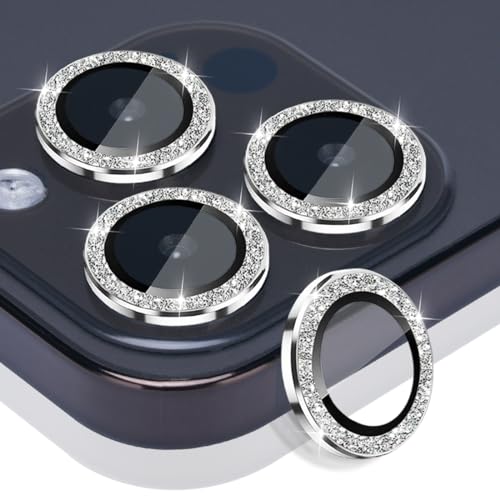 Camera Lens Protector for iPhone 15 Pro/15 Pro Max, Glitter Silver - color: Glitter Silver