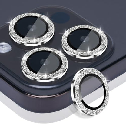 Camera Lens Protector for iPhone 15 Pro/15 Pro Max, Glitter Silver - color: Glitter Silver