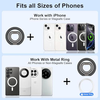 Magnetic Phone Ring Holder for iPhone 17 Pro Max Air 16e 16 15 14 Pro Max - color: black