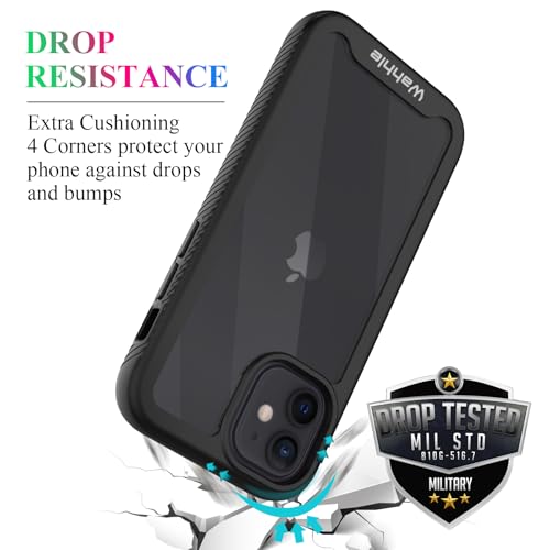 Compatible with iPhone 12 Mini Case, Built in Screen Protector Full Body Shockproof Slim Fit Bumper Protective Phone Cover 5.4'' Men Women-Black/Clear - size: iPhone 12 Mini