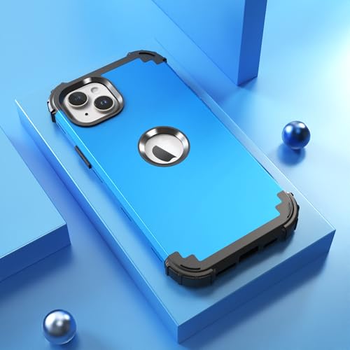 IDweel for iPhone 15 Case with Screen Protector,Luxury 3 in 1 Shockproof Slim Fit Hybrid Heavy Duty Protection Glitter Hard PC Cover Soft Silicone Bumper Full Body Case,Sky Blue - color: Sky Blue