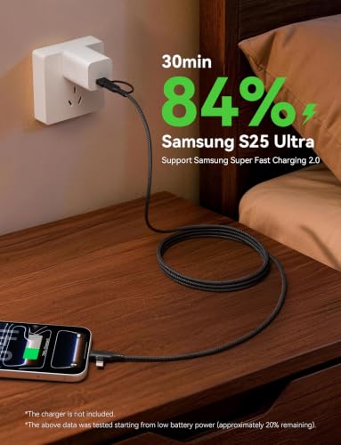 ASICEN 100W PD 2 in 2 Multi Charging Cable,6ft Braided USB C to 90°Lightning Cable 5A Fast Charging with USB A/C to C/L for iPhone Series/MacBook/iPad/Galaxy/Switch 2,Multi Chargers (2, Black, 6Ft) - color: Black, size: 6Ft