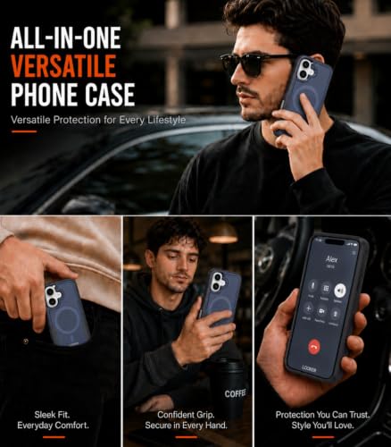 LOOXER® Heavy Duty Rugged Magnetic Case for iPhone 17 (6.3”) | Military Grade Shockproof Protection,MagSafe Compatible+ Tempered Glass Included (Blue, 17) - color: Blue, size: 17