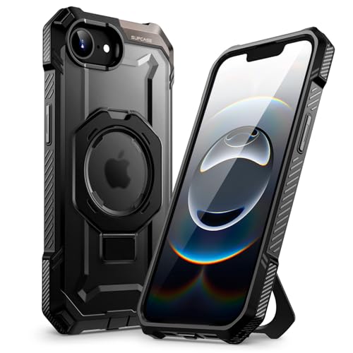 SUPCASE for iPhone 17e/16e Case with Stand, Compatible with MagSafe, Black | Military-Grade Drop Protection, Anti-Slip Grip, Heavy Duty Magnetic Phone Case for iPhone 17e/16e 6.1", Unicorn Beetle Grip
