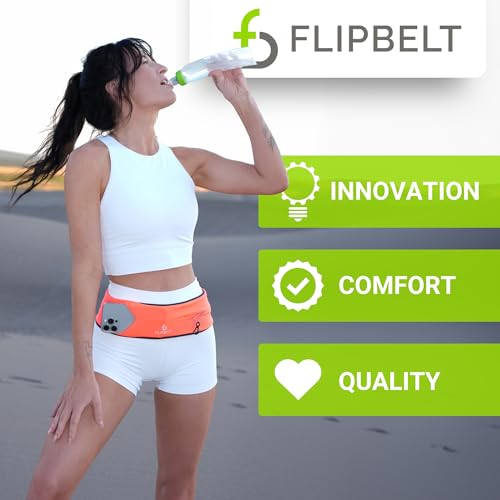 FlipBelt Classic Running Belt, Phone Holder for Running, Money Belt Pouch - color: Neon Punch, size: Extra Small