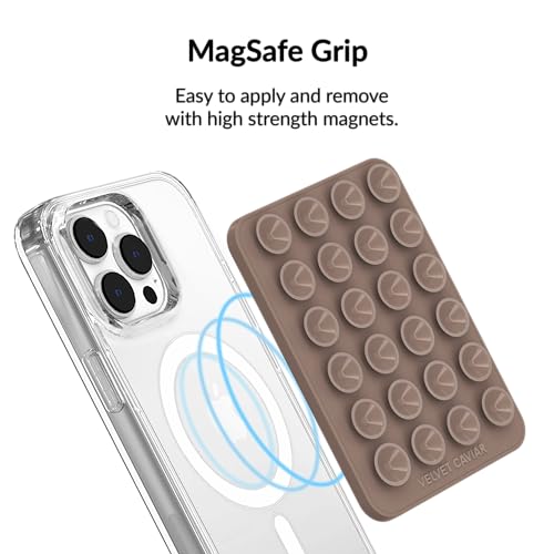 Velvet Caviar Suction Cup Phone Case Mount Compatible with MagSafe Devices Only - Magnetic Silicone Sticky Phone Grip Holder for iPhone Back of Phone - Mirror Gripper (Cashmere Taupe) - color: Cashmere Taupe