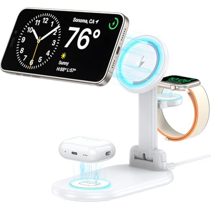 Magnetic Wireless Charger Mag-Safe 3 in 1 Charging Station Foldable