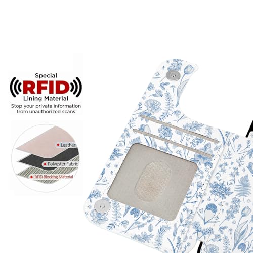 uCOLOR for iPhone 13/14 Wallet Case Magsafe with Card Holder Slot | Compatible with MagSafe,Folio Flip PU Leather Magnetic RFID Design with Camera Lens Protector, Blue Toile Flowers - color: Blue Toile Flowers