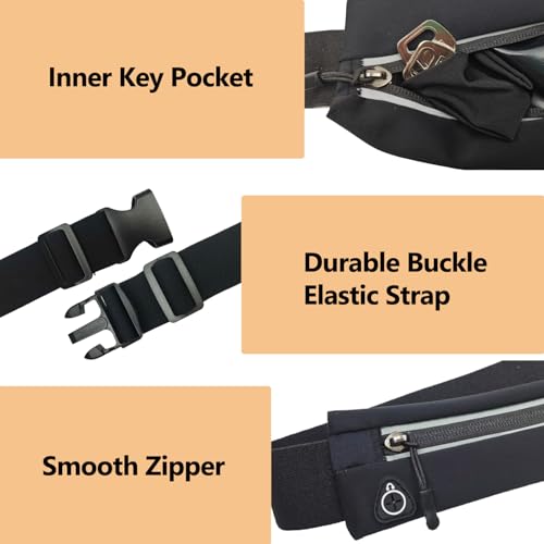 U·LANARO Slim Running Belt Fanny Pack Running Phone Holder Waist Band Pouch - color: Dark Blue