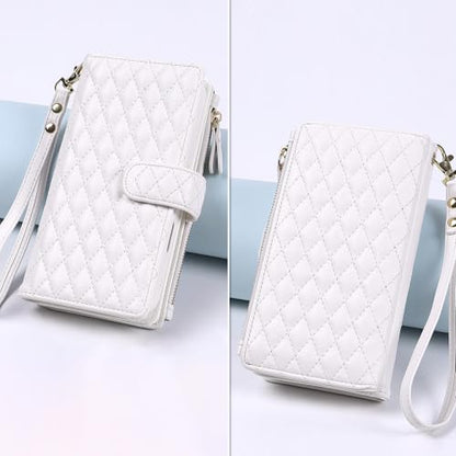 Harryshell Detachable Wallet Case for Samsung Galaxy S25 FE Compatible with Magsafe RFID Blocking Card Slots Removable Phone Cover Zipper Purse Kickstand Wrist Strap for Men Women Quilted White - color: Quilted White