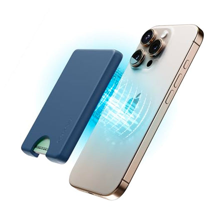 Casely MagWallet | Navy | Slim Wallet Card Holder | Compatible with MagSafe | Soft-Touch Hard Silicone | Holds Up to 3 Cards - color: Navy