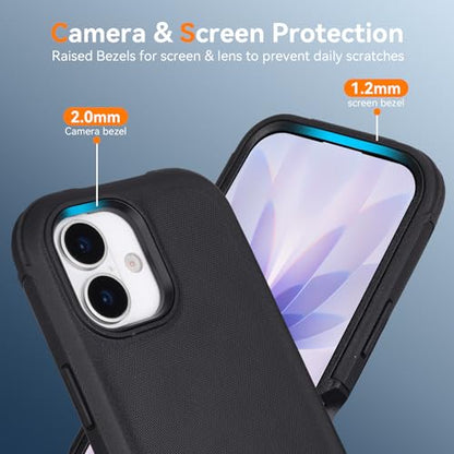 for iPhone 17 Case with Belt Clip Holster & Kickstand, Black | Military Grade Drop Protective, 4 in 1 Heavy Duty Shock-Absorbing Rugged Case for iPhone 17 6.3" - color: Black