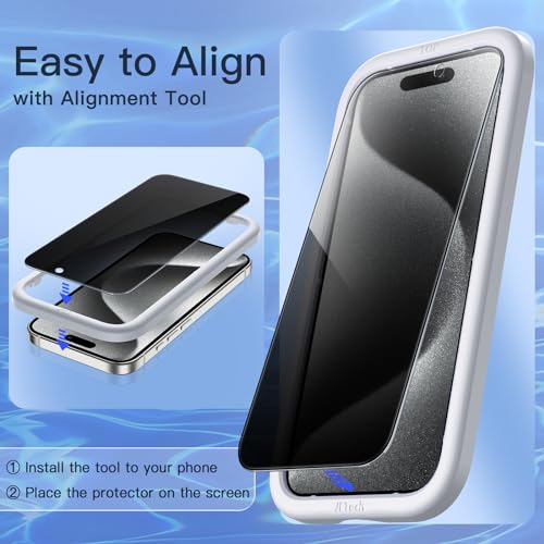JETech Privacy Screen Protector for iPhone 15 Pro, 2-Pack - size: iPhone 15 Pro
