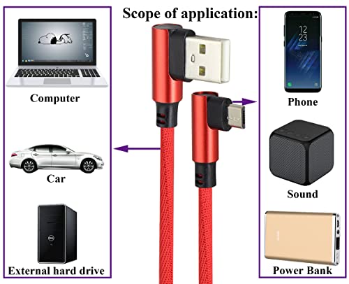 (23cm/9inch 90 Degree Micro USB Cable Right Angle USB 2.0 A Male to Micro Male Fast Sync & Charging Cable for Android, Samsung, LG,Huawei, Smartphones & More(Red/3-Pack) - color: 0.23m/Red