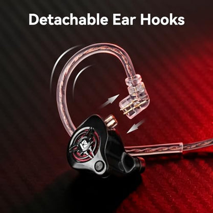 2026 Latest erabuds,KBEAR BK1 Wired Gaming Earbuds,10mm Single DD in Ear Monitor,HiFi Headset Wired Earbuds IEM Earphones with Detachable Cable for Gaming/Music/Video (Black, 3.5 no mic) - color: E