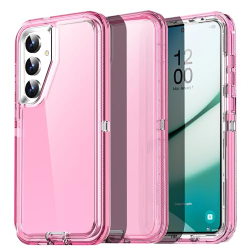 AICase for Samsung Galaxy S25 Case Clear 3 in 1 Heavy Duty Drop Protection Full Body Rugged Shockproof/Dust Proof 3-Layer Military Protective Tough Durable Cover for Samsung Galaxy S25 6.1"_2 - color: Hot Pink, size: Samsung Galaxy S25