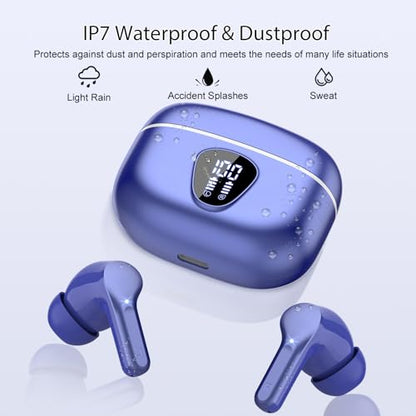 Wireless Earbuds, Bluetooth 5.4 Headphones HiFi Stereo, Bluetooth Earbuds - color: Blue