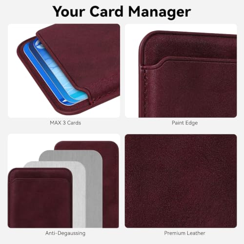 Magnetic Wallet Cell Phone Card Holder for Phone Case with Mag-Safe - color: Berry Red, size: 1 Pack