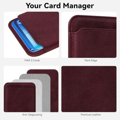 Magnetic Wallet Cell Phone Card Holder for Phone Case with Mag-Safe - color: Berry Red, size: 1 Pack