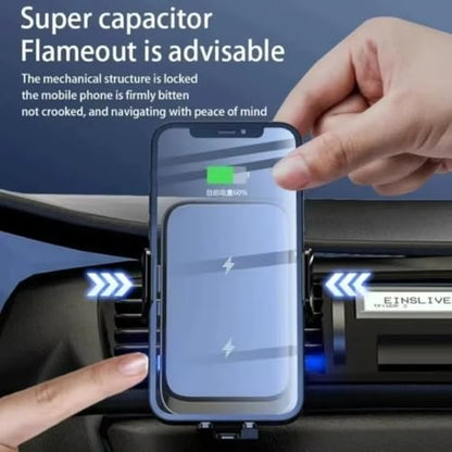 Car Charger Dual Coil Car Wireless Phone Holder Stand Fast Charging Station for Samsung Galaxy Z Flip 5 4 3 S25 S24 iPhone 17 16 (Black)