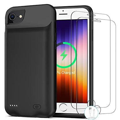 Battery Case for iPhone 7/8/6s/6/SE 2020/SE 3, [10000mAh] Rechargeable Smart Extended Charging Case Compatible with iPhone SE 3/6/6s/7/8/SE 2020 (4.7 inch) Backup Power Battery Pack Charger Case-Black - size: iPhone 7/8/6/6s/SE2/SE3