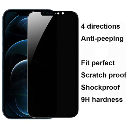 2 Pack 360 Degree Privacy Tempered Glass Suit for iPhone 12 Pro Max Anti-Spy 4 Directions Screen Protector Film 4 Sides Anti-Peeping 9H Hardness Anti-scratch 6.7 inch - size: For iPhone 12 Pro Max