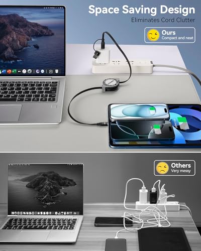 3 in 1 Retractable Charging Cable, USB A/C Charging Cable - size: A TO 60W:1PACK