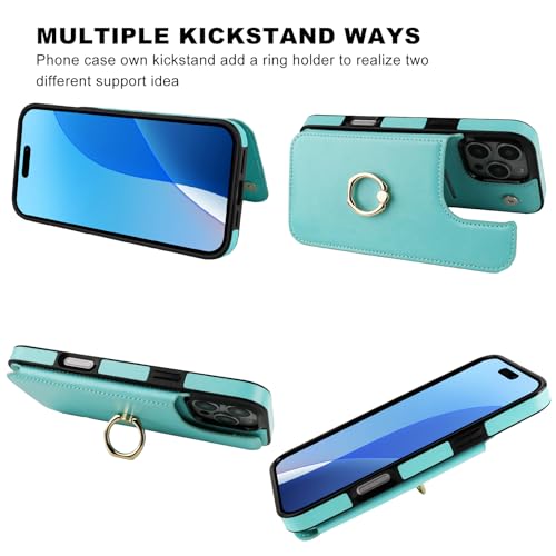 ONETOP for iPhone 16 Pro Max Wallet Case with Credit Card Holder,LightBlue - color: Light Blue